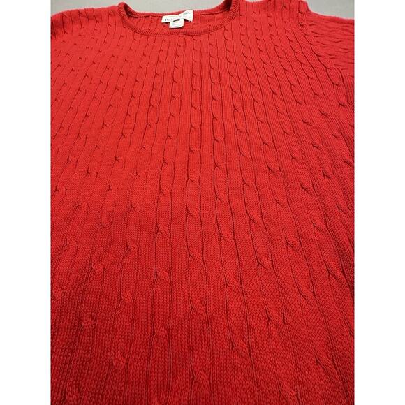 Pendleton Red Cable Knit Short Sleeve Sweater 100% Cotton Size XL NWT - Picture 5 of 7